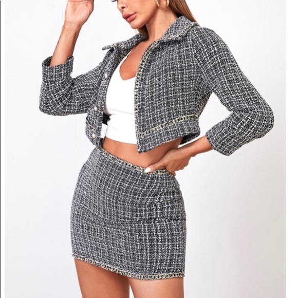 SHEIN Dresses & Skirts - Shein Tweed Jacket & Skirt Set